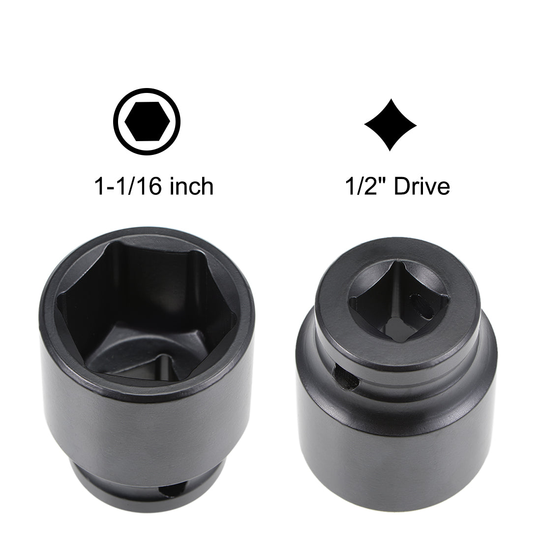 Harfington 6-Point Impact Socket, CR-V Steel, Shallow SAE Sizes