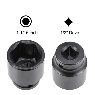Harfington 6-Point Impact Socket, CR-V Steel, Shallow SAE Sizes