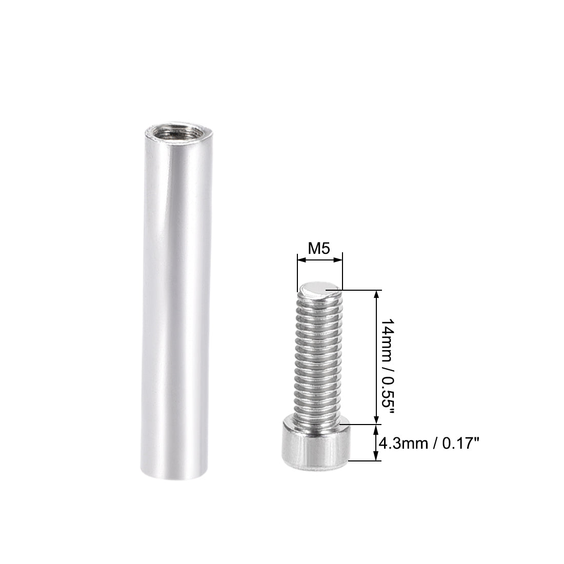 Harfington Glass Standoff Stainless Steel Advertising Nails 6.8mm x 80mm for 4-8mm Thick Desktop Acrylic Photo Frame , 6 Pcs