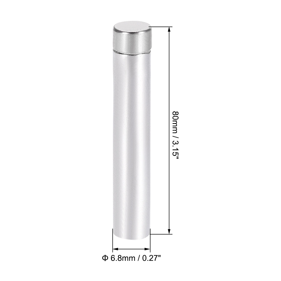 Harfington Glass Standoff Stainless Steel Advertising Nails 6.8mm x 80mm for 4-8mm Thick Desktop Acrylic Photo Frame , 8 Pcs