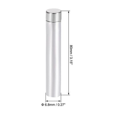 Harfington Glass Standoff Stainless Steel Advertising Nails 6.8mm x 80mm for 4-8mm Thick Desktop Acrylic Photo Frame , 8 Pcs