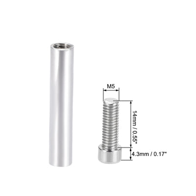 Harfington Glass Standoff Stainless Steel Advertising Nails 6.8mm x 80mm for 4-8mm Thick Desktop Acrylic Photo Frame , 8 Pcs