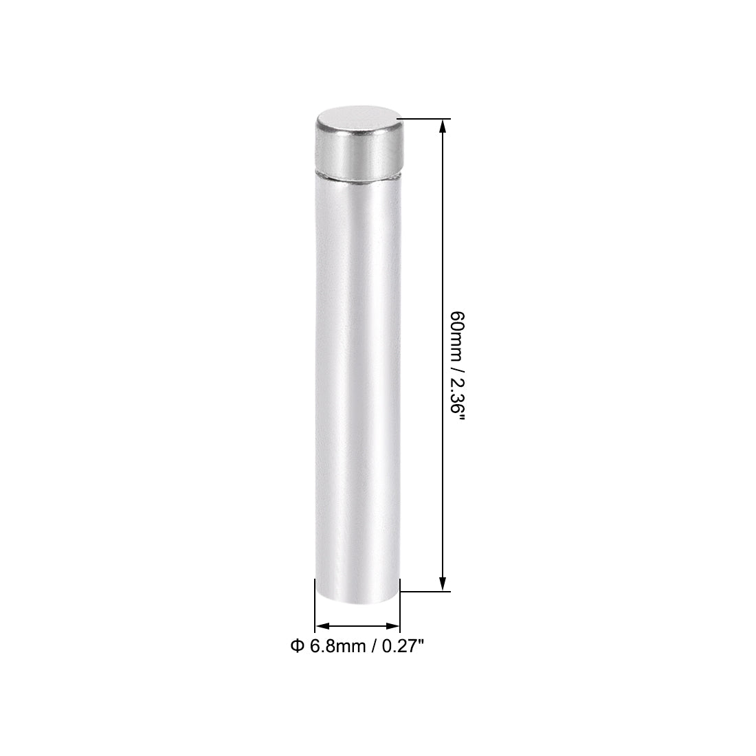 Harfington Glass Standoff Stainless Steel Advertising Nails 6.8mm x 60mm for 4-8mm Thick Desktop Acrylic Photo Frame , 8 Pcs