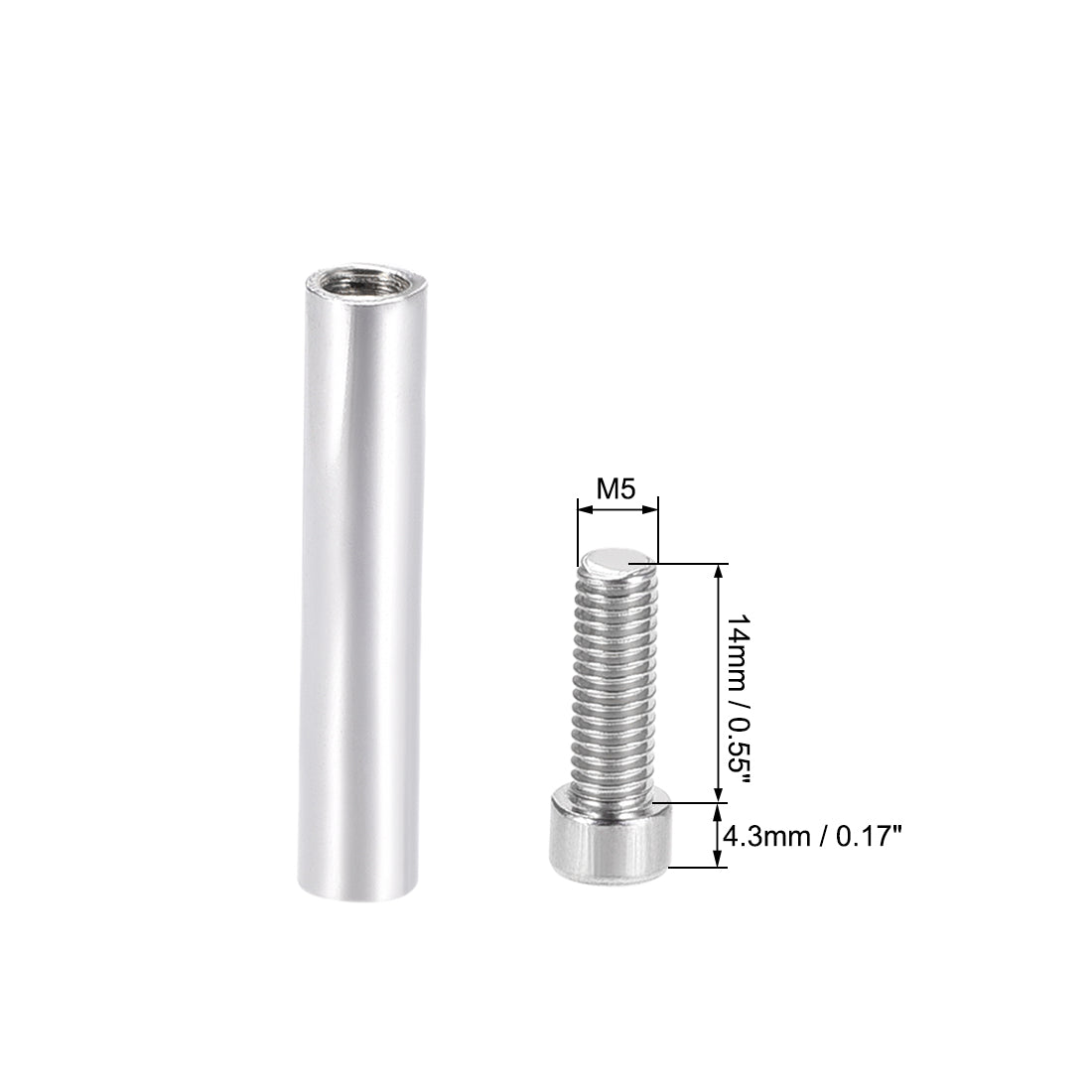 Harfington Glass Standoff Stainless Steel Advertising Nails 6.8mm x 60mm for 4-8mm Thick Desktop Acrylic Photo Frame , 8 Pcs