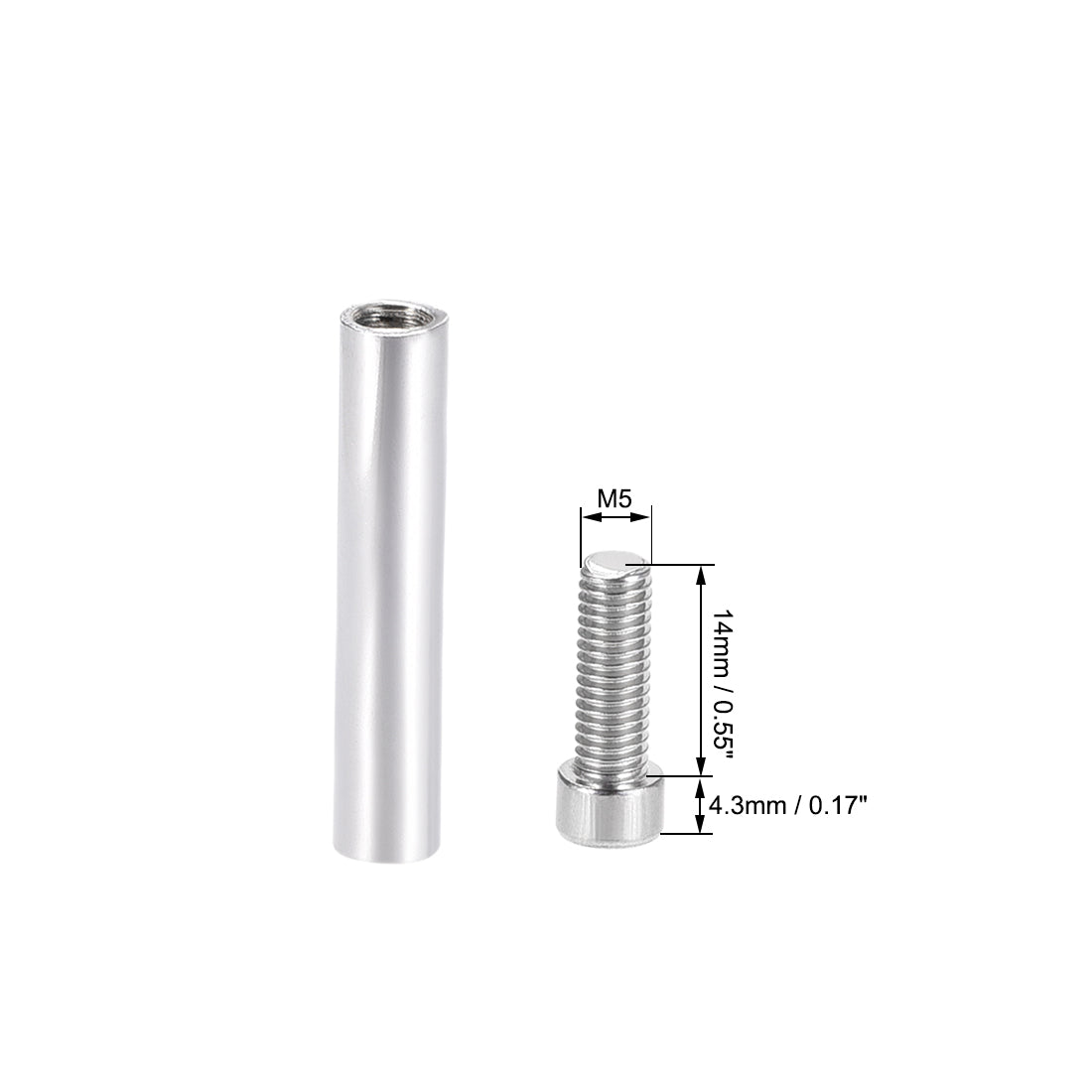 Harfington Glass Standoff Stainless Steel Advertising Nails 6.8mm x 40mm for 4-8mm Thick Desktop Acrylic Photo Frame , 4 Pcs