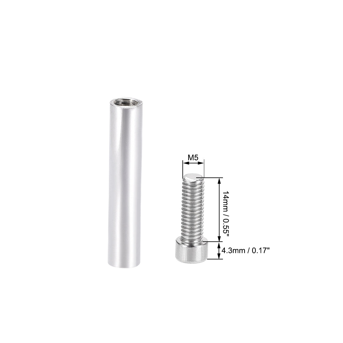 Harfington Glass Standoff Stainless Steel Advertising Nails 6.8mm x 30mm for 4-8mm Thick Desktop Acrylic Photo Frame , 4 Pcs