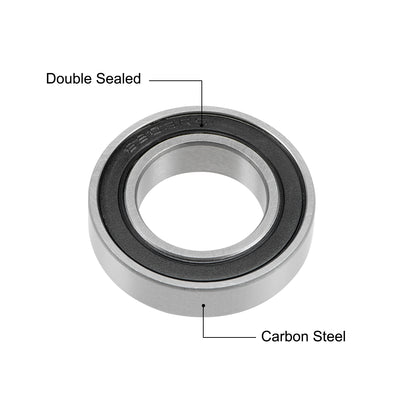 Harfington 6903-2RS Deep Groove Ball Bearings Z2 17x30x7mm Double Sealed Carbon Steel 5pcs