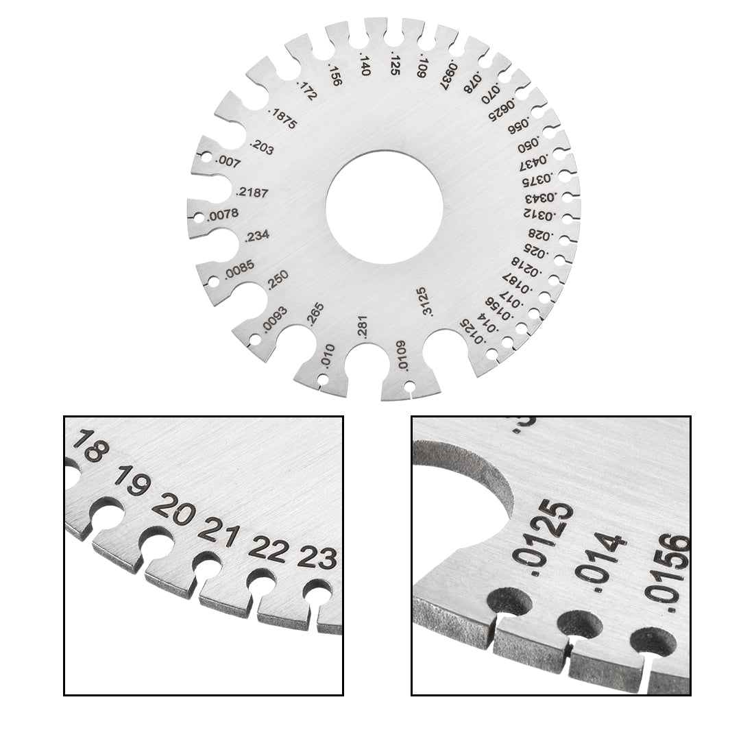 Harfington Stainless Steel Metal Wire Cable Gage 0.007-0.3125 Standard Thickness Gauge Round Dual-Sided Wire Cable Sheet Gage