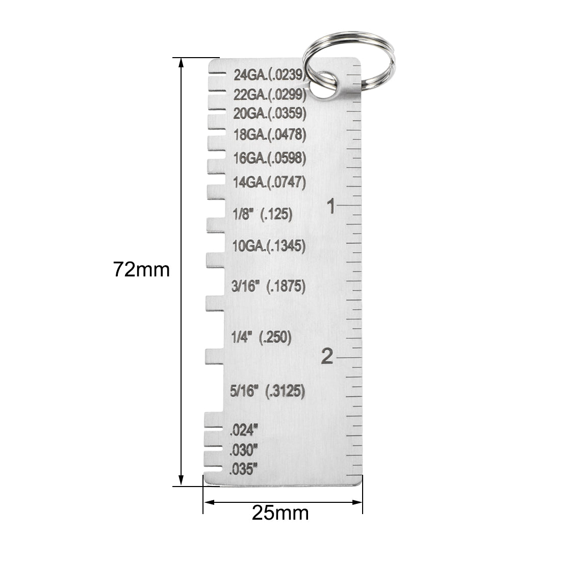 Harfington Wire/Metal Sheet Thickness Gauge 0.0239-0.035 Stainless Steel Gage Plated Size Inspection Tool, Wire Metal Sizes Thickness Gauge