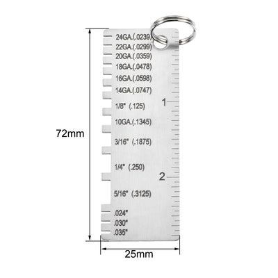 Harfington Wire/Metal Sheet Thickness Gauge 0.0239-0.035 Stainless Steel Gage Plated Size Inspection Tool, Wire Metal Sizes Thickness Gauge
