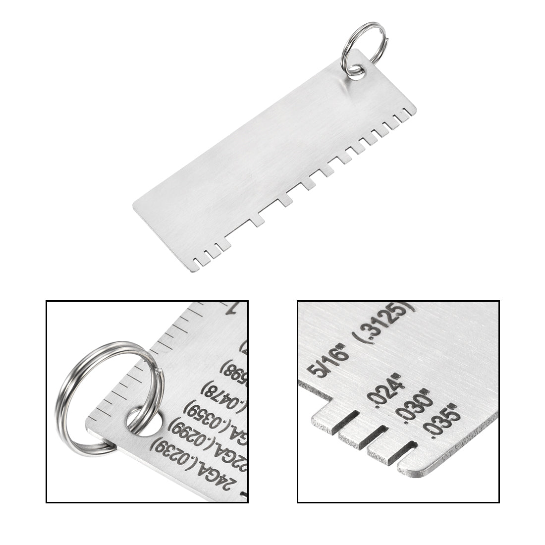 Harfington Wire/Metal Sheet Thickness Gauge 0.0239-0.035 Stainless Steel Gage Plated Size Inspection Tool, Wire Metal Sizes Thickness Gauge