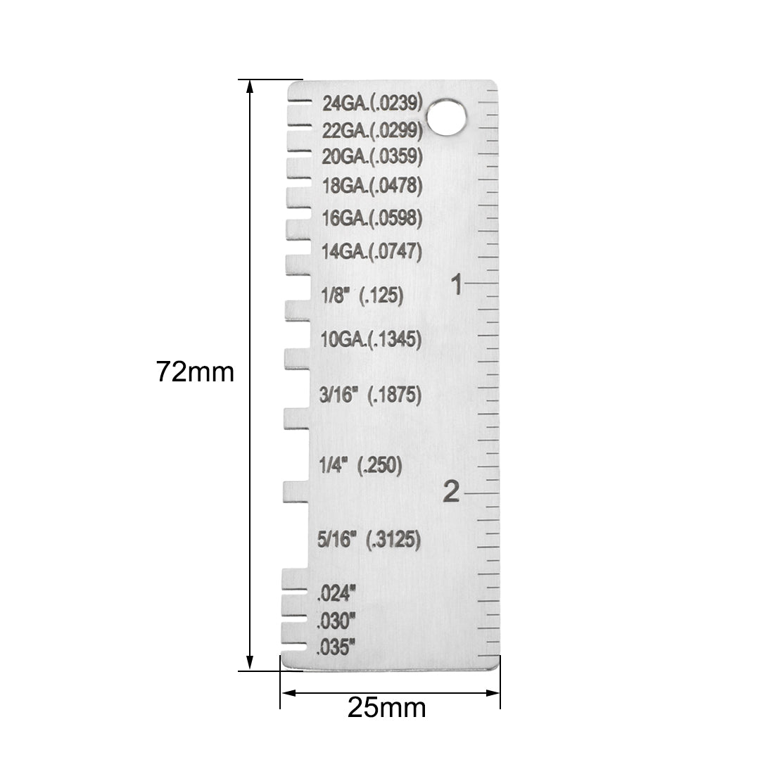 Harfington 2pcs Wire/Metal Sheet Thickness Gauge 0.0239-0.035 Stainless Steel Gage Plated Size Inspection Tool, Wire Metal Sizes Thickness Gauge