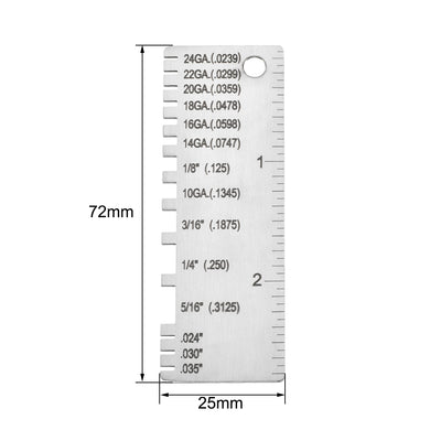 Harfington 2pcs Wire/Metal Sheet Thickness Gauge 0.0239-0.035 Stainless Steel Gage Plated Size Inspection Tool, Wire Metal Sizes Thickness Gauge