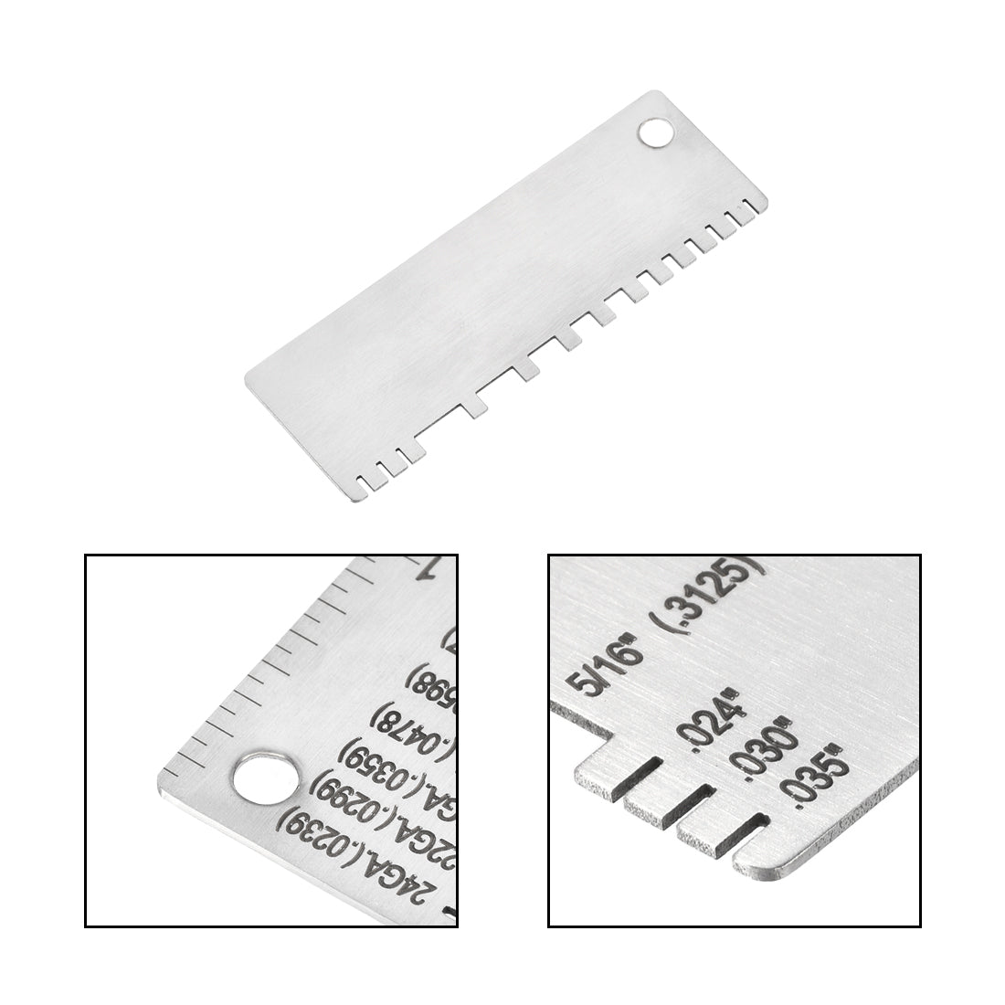 Harfington 2pcs Wire/Metal Sheet Thickness Gauge 0.0239-0.035 Stainless Steel Gage Plated Size Inspection Tool, Wire Metal Sizes Thickness Gauge