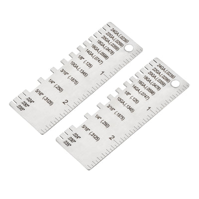Harfington 2pcs Wire/Metal Sheet Thickness Gauge 0.0239-0.035 Stainless Steel Gage Plated Size Inspection Tool, Wire Metal Sizes Thickness Gauge