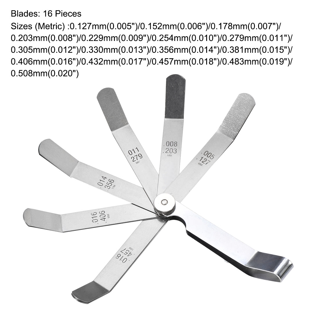 Harfington Offset Valve Feeler Gage Measurment (0.005'' - 0.020'') Thickness Gauge 16 Blades Tool