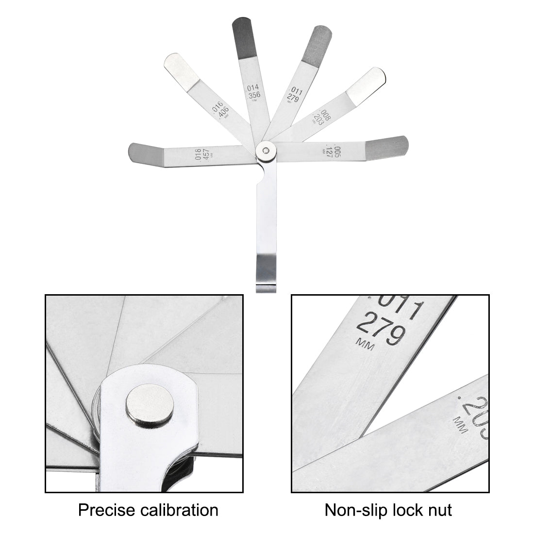 Harfington Offset Valve Feeler Gage Measurment (0.005'' - 0.020'') Thickness Gauge 16 Blades Tool