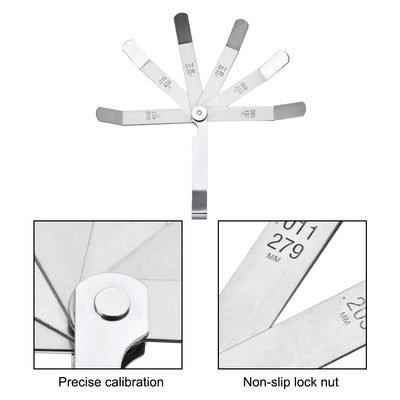 Harfington Offset Valve Feeler Gage Measurment (0.005'' - 0.020'') Thickness Gauge 16 Blades Tool