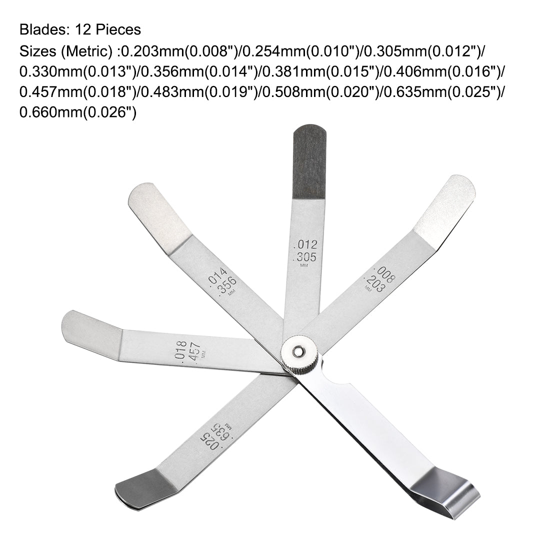 Harfington Offset Valve Feeler Gage Measurment (0.008'' - 0.026'') Thickness Gauge 12 Blades Tool