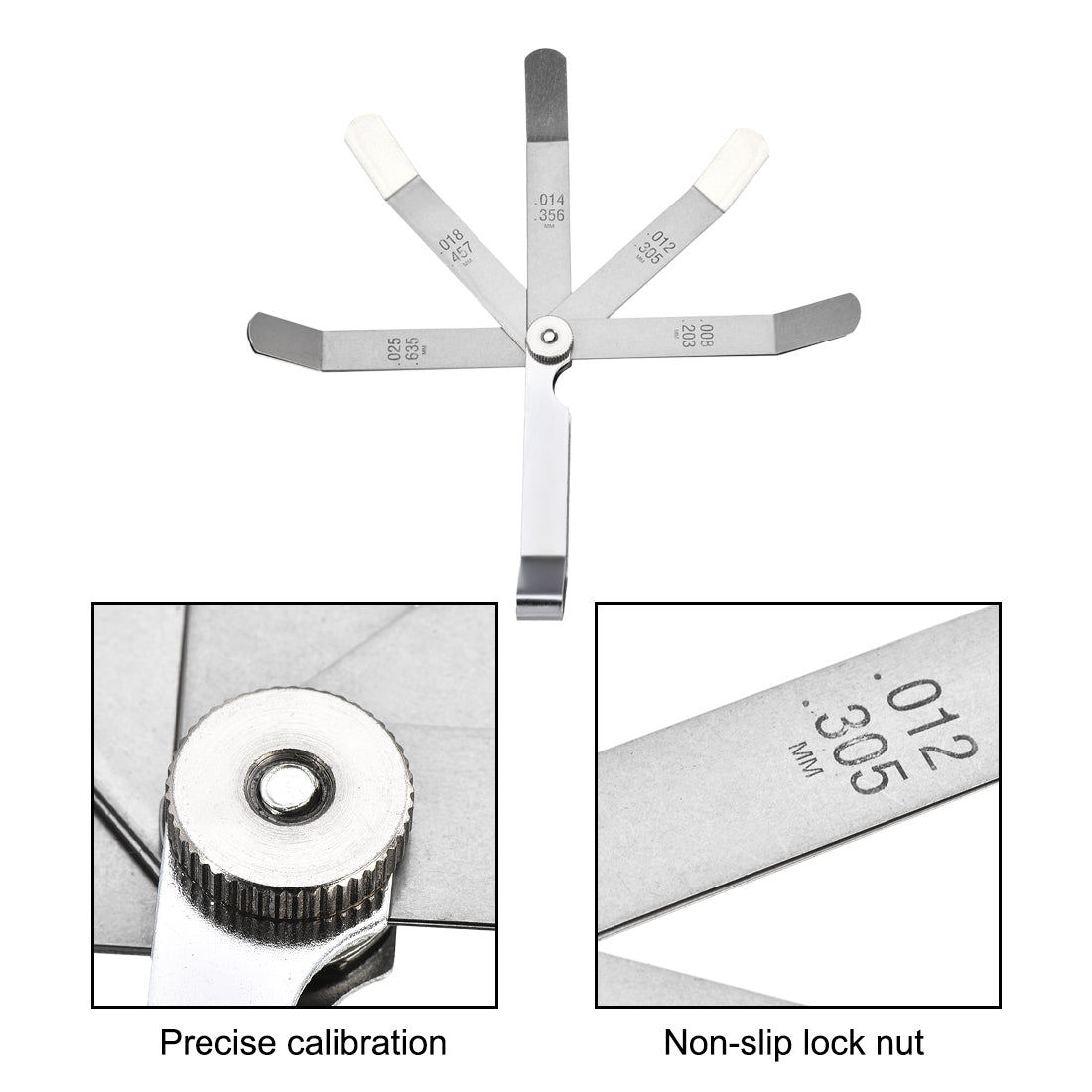 Harfington Offset Valve Feeler Gage Measurment (0.008'' - 0.026'') Thickness Gauge 12 Blades Tool