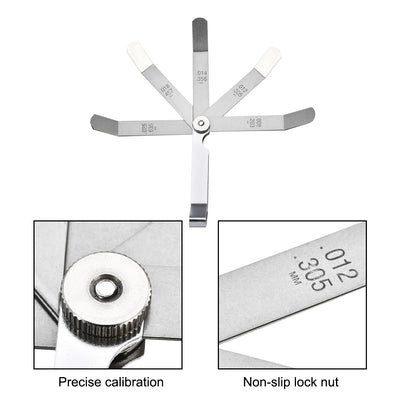 Harfington Offset Valve Feeler Gage Measurment (0.008'' - 0.026'') Thickness Gauge 12 Blades Tool