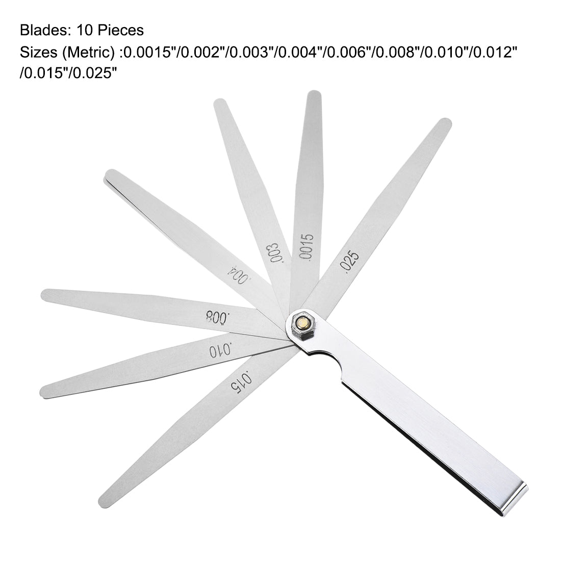 Harfington Feeler Gage Dual Marked Imperial Gap Measuring Tool (0.0015'' - 0.025'') Thickness Gauge 10 Blades