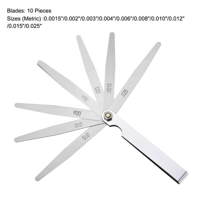 Harfington Feeler Gage Dual Marked Imperial Gap Measuring Tool (0.0015'' - 0.025'') Thickness Gauge 10 Blades