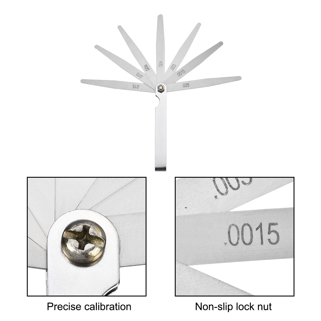Harfington Feeler Gage Dual Marked Imperial Gap Measuring Tool (0.0015'' - 0.025'') Thickness Gauge 10 Blades