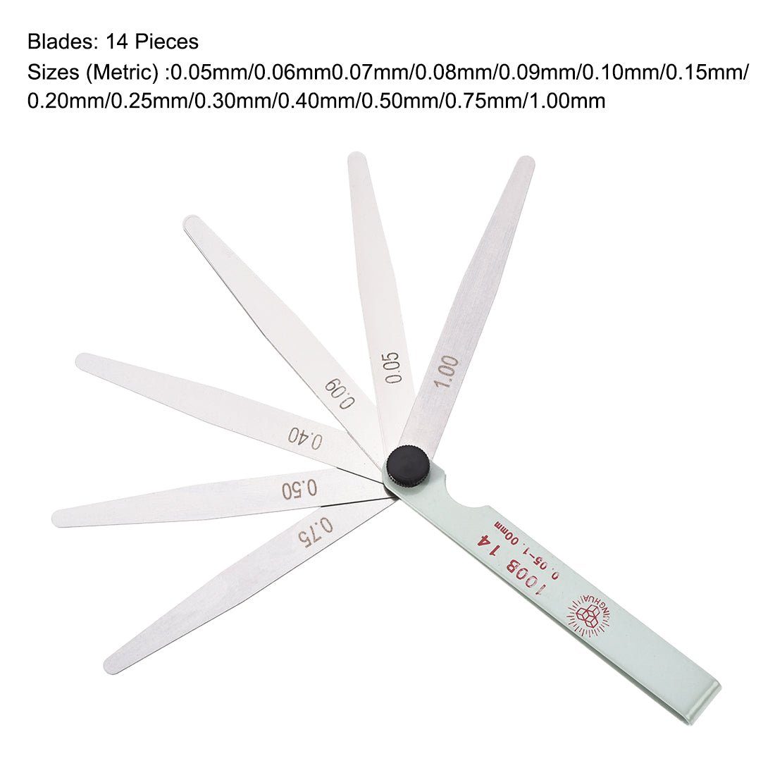 Harfington Feeler Gage Dual Marked Metric Gap Measuring Tool (0.05 - 1.00 mm) Thickness Gauge 14 Blades