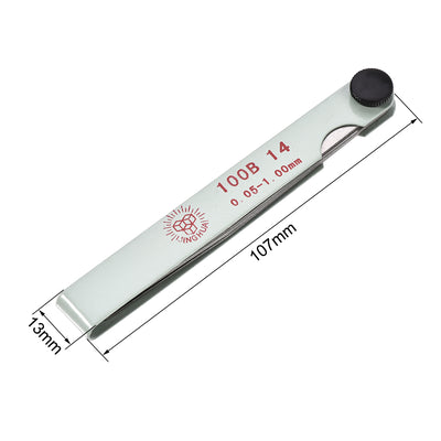 Harfington Feeler Gage Dual Marked Metric Gap Measuring Tool (0.05 - 1.00 mm) Thickness Gauge 14 Blades