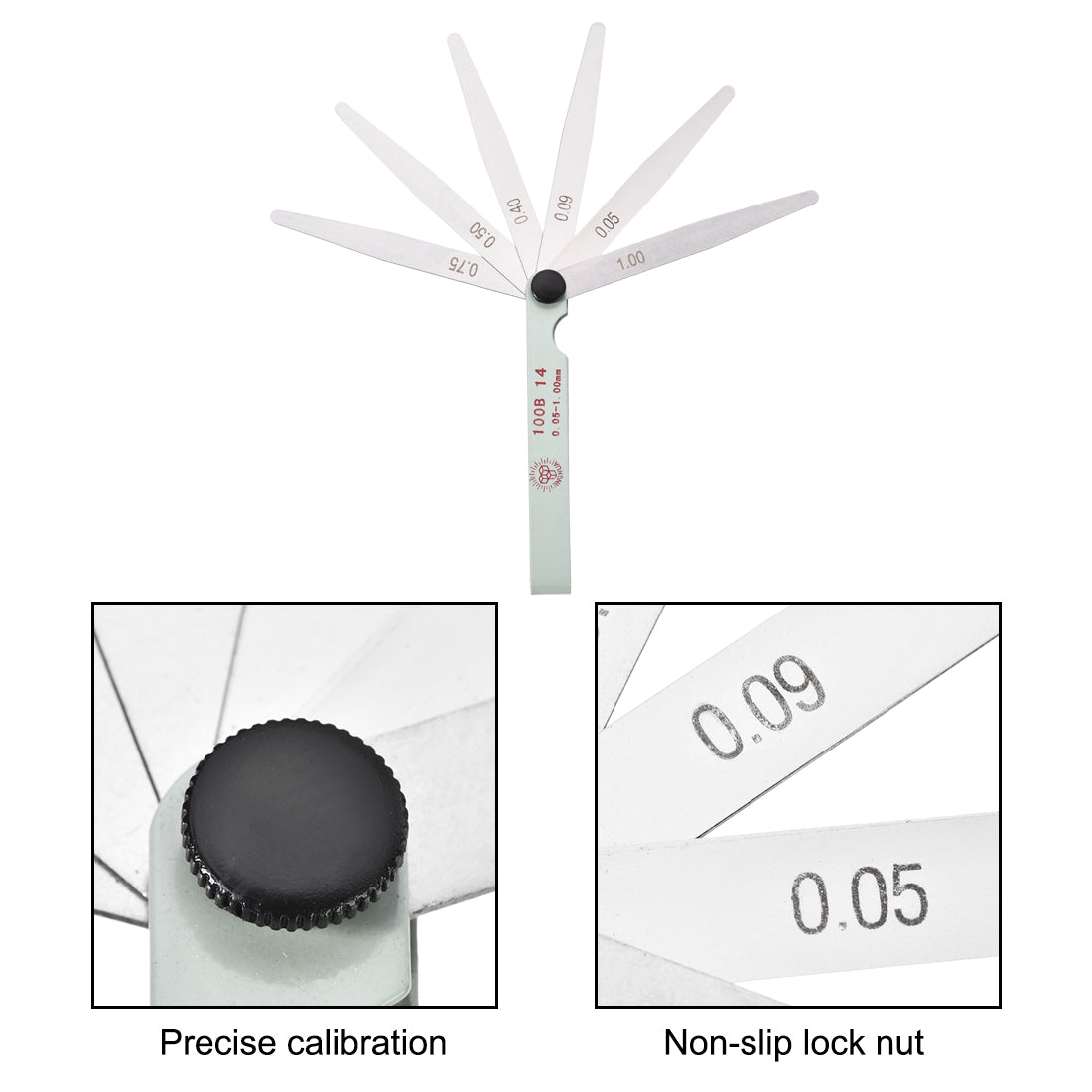 Harfington Feeler Gage Dual Marked Metric Gap Measuring Tool (0.05 - 1.00 mm) Thickness Gauge 14 Blades