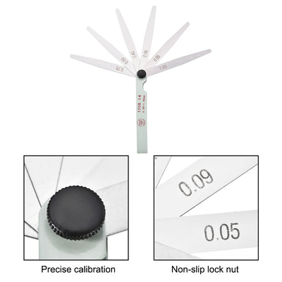 Harfington Feeler Gage Dual Marked Metric Gap Measuring Tool (0.05 - 1.00 mm) Thickness Gauge 14 Blades