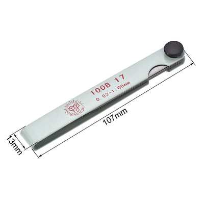 Harfington Feeler Gage Dual Marked Metric Gap Measuring Tool (0.02 - 1.0 mm) Thickness Gauge 17 Blades