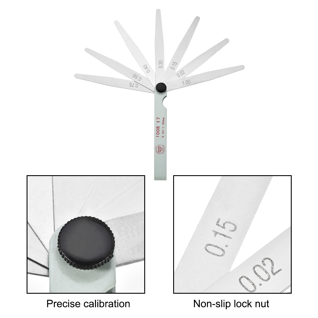 Harfington Feeler Gage Dual Marked Metric Gap Measuring Tool (0.02 - 1.0 mm) Thickness Gauge 17 Blades