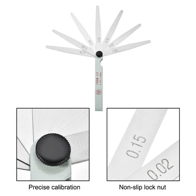 Harfington Feeler Gage Dual Marked Metric Gap Measuring Tool (0.02 - 1.0 mm) Thickness Gauge 17 Blades