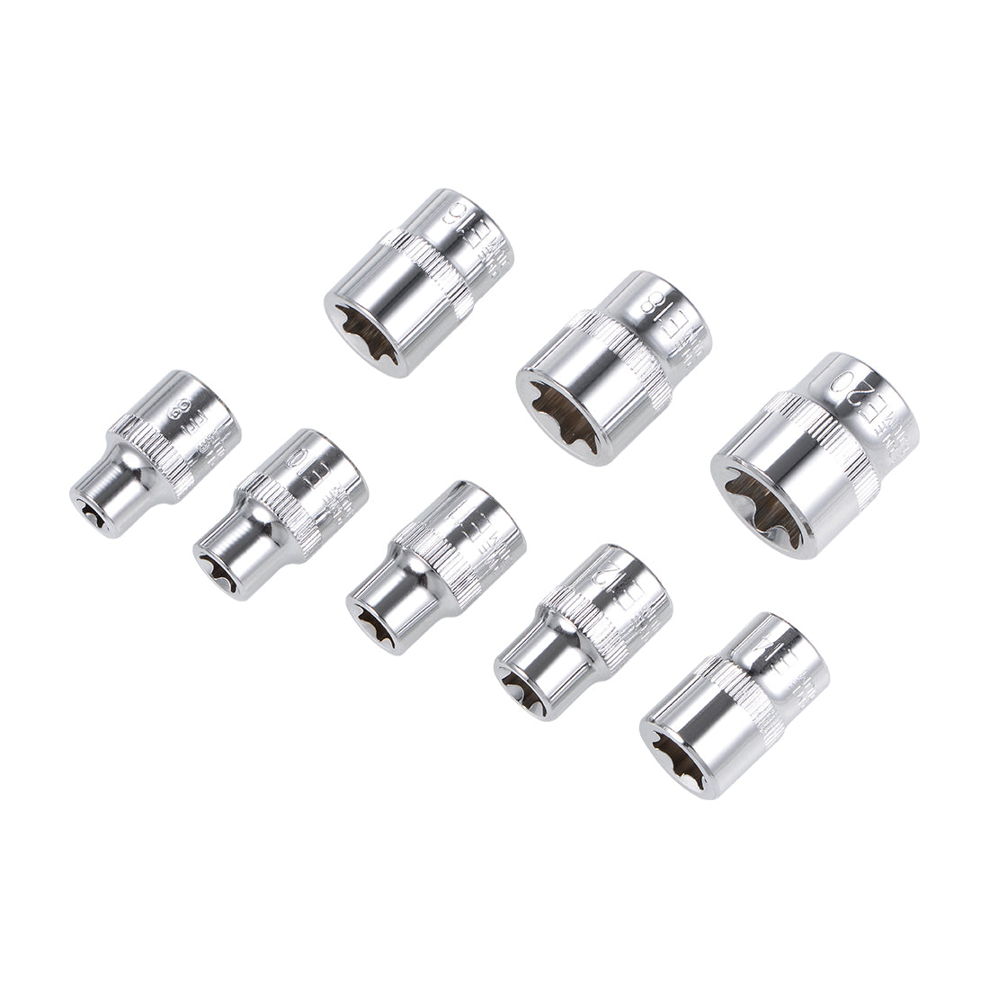 Harfington 3/8-Inch Drive External Torx Shallow Socket Set E8 E10 E11 E12 E14 E16 E18 E20 Cr-V Steel 8 Pcs