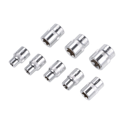 Harfington 3/8-Inch Drive External Torx Shallow Socket Set E8 E10 E11 E12 E14 E16 E18 E20 Cr-V Steel 8 Pcs