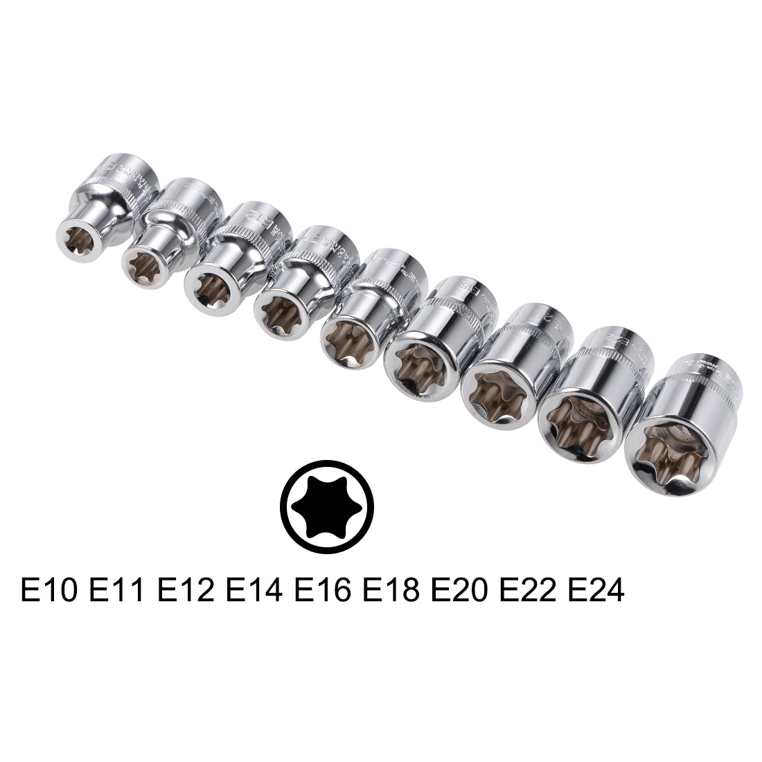 Harfington 1/2-Inch Drive External Torx Shallow Socket Set E10 E11 E12 E14 E16 E18 E20 E22 E24 Cr-V Steel 9 Pcs