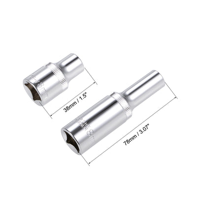 Harfington 1/2-Inch Drive by 8mm Deep and Shallow Socket Set of 2 Pcs, Cr-V, 12-Point, Metric