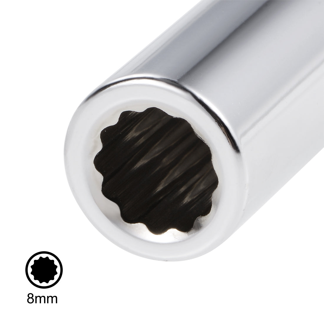 Harfington 1/2-Inch Drive by 8mm Deep and Shallow Socket Set of 2 Pcs, Cr-V, 12-Point, Metric