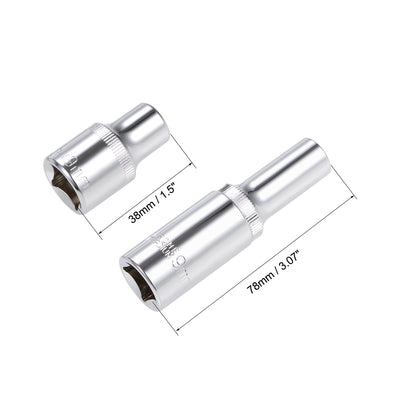 Harfington 1/2-Inch Drive by 9mm Deep and Shallow Socket Set of 2 Pcs, Cr-V, 12-Point, Metric