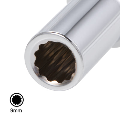 Harfington 1/2-Inch Drive by 9mm Deep and Shallow Socket Set of 2 Pcs, Cr-V, 12-Point, Metric