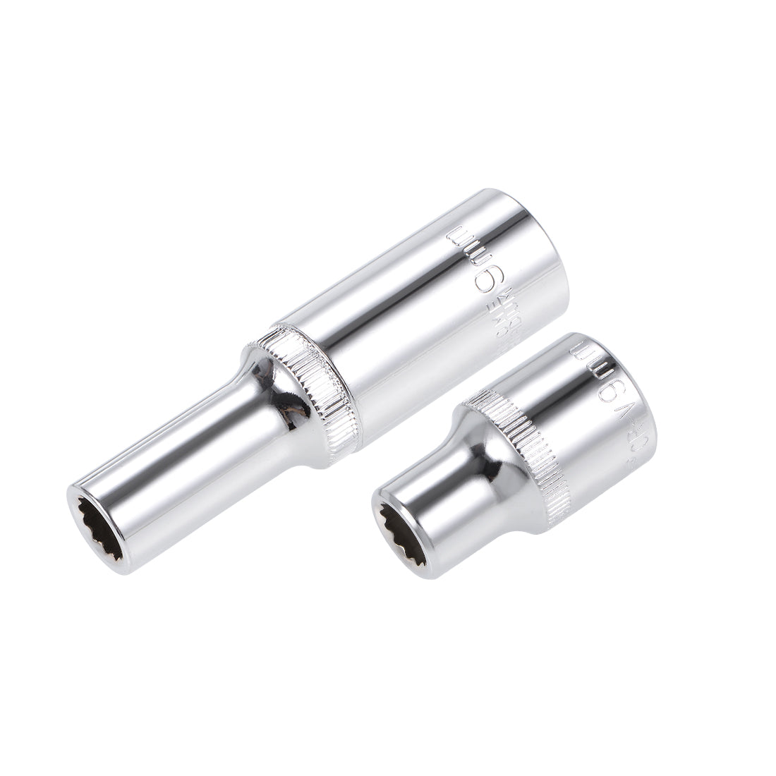 Harfington 1/2-Inch Drive by 9mm Deep and Shallow Socket Set of 2 Pcs, Cr-V, 12-Point, Metric