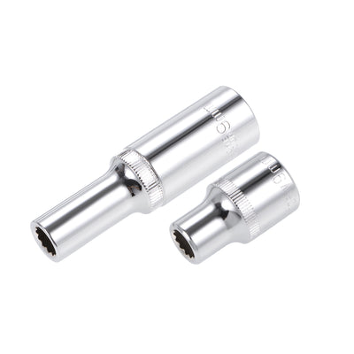 Harfington 1/2-Inch Drive by 9mm Deep and Shallow Socket Set of 2 Pcs, Cr-V, 12-Point, Metric