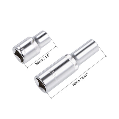 Harfington 1/2-Inch Drive by 10mm Deep and Shallow Socket Set of 2 Pcs, Cr-V, 12-Point, Metric