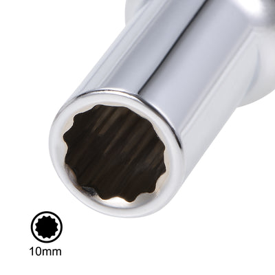 Harfington 1/2-Inch Drive by 10mm Deep and Shallow Socket Set of 2 Pcs, Cr-V, 12-Point, Metric