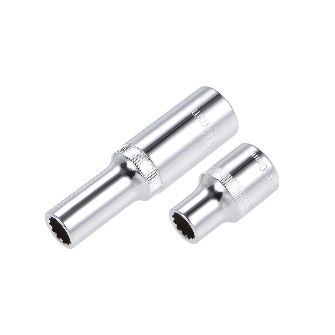 Harfington 1/2-Inch Drive by 10mm Deep and Shallow Socket Set of 2 Pcs, Cr-V, 12-Point, Metric