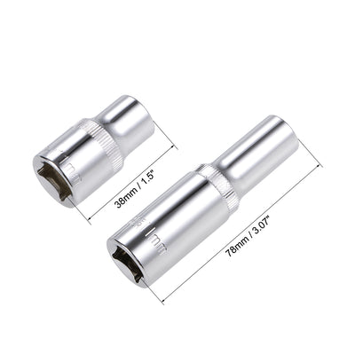 Harfington 1/2-Inch Drive by 11mm Deep and Shallow Socket Set of 2 Pcs, Cr-V, 12-Point, Metric