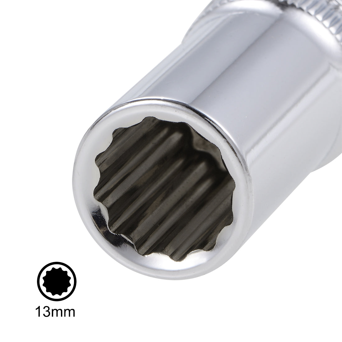 Harfington 1/2-Inch Drive by 13mm Deep and Shallow Socket Set of 2 Pcs, Cr-V, 12-Point, Metric