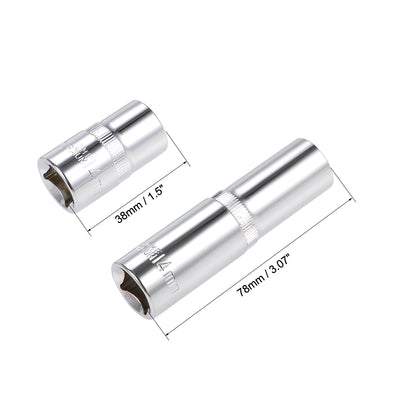 Harfington 1/2-Inch Drive by 14mm Deep and Shallow Socket Set of 2 Pcs, Cr-V, 12-Point, Metric